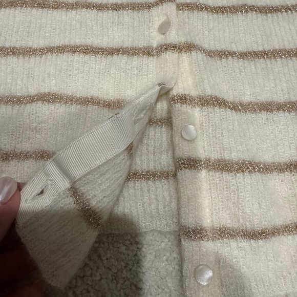 Sezane Gaspard Cardigan in Ecru/Gold - Picture 6 of 10